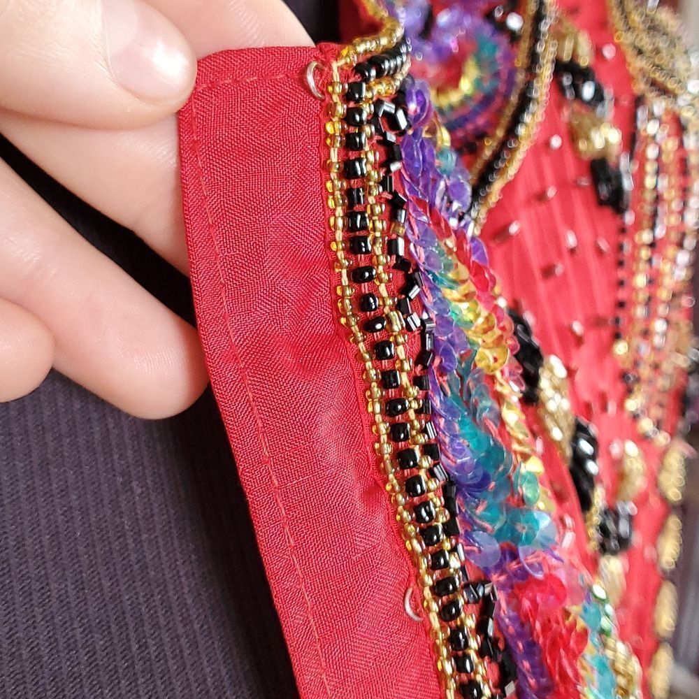 Vintage red beaded jacket - Picture 9 of 16